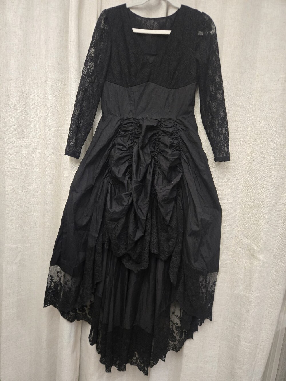 Black Gothic Lace High Low Bustle Dress Victorian Witchy Vampire